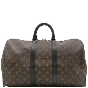 ルイヴィトン LOUIS VUITTON キーポル バンドリエール 45 M56711 モノグラムマカサー モノグラムマカサー ボストンバッグ シルバー金具 茶 黒