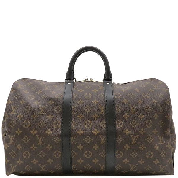 ルイヴィトン LOUIS VUITTON キーポル バンドリエール 45 M56711 モノグラムマカサー モノグラムマカサー ボストンバッグ シルバー金具 茶 黒