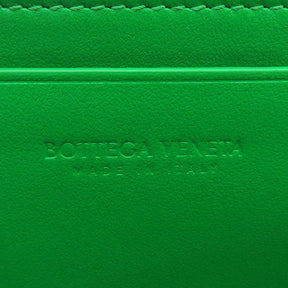 ボッテガヴェネタ BOTTEGA VENETA イントレチャート ラージ フラップウォレット パラキート レザー 長財布 ゴールド金具 緑