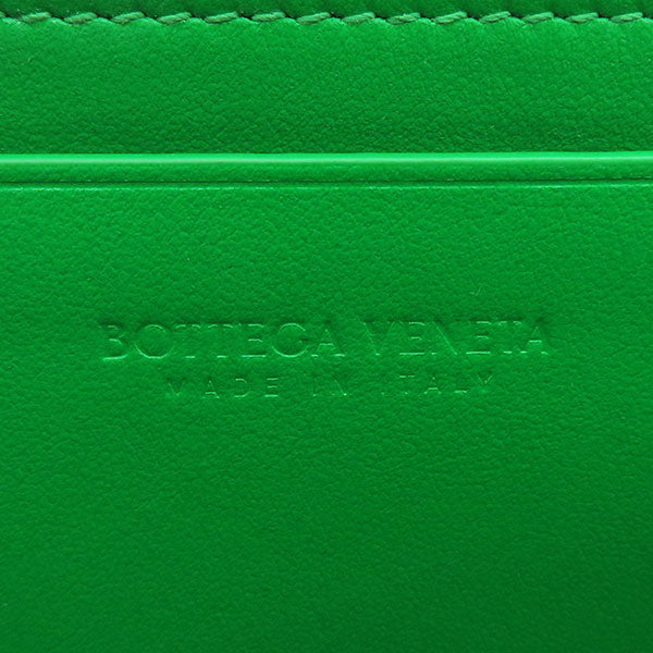 ボッテガヴェネタ BOTTEGA VENETA イントレチャート ラージ フラップウォレット パラキート レザー 長財布 ゴールド金具 緑