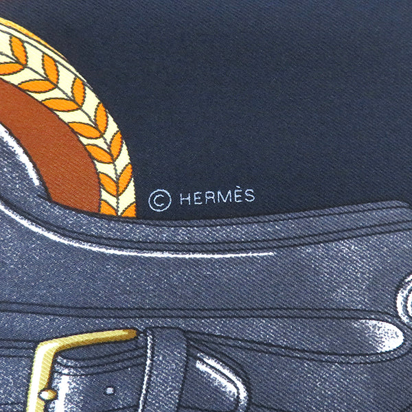 エルメス HERMES カレ70 CARRE ブルーノワール×ジョーヌスフレ シルク スカーフ 【Carrick a Pompe/カリックアポンプ】