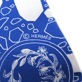 エルメス HERMES ツイリー ブルーモワイヤン×ホワイト シルク スカーフ 【LA DANSE DES AMAZONES/アマゾンのダンス】