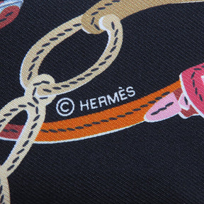 エルメス HERMES ツイリー エベンヌ×ジョーヌドール×ルージュ シルク スカーフ 【BRIDES DE GALA APPLIQUE PIQUE/ブリッドドゥガラ アップリケピケ】