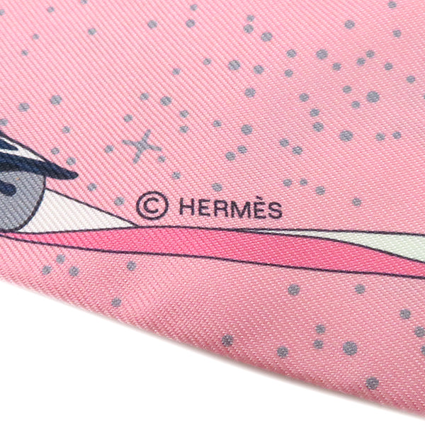 エルメス HERMES ツイリー ローズ×ブルー×ジョーヌ シルク スカーフ 新品 未使用【SPACE DERBY/スペース ダービー】