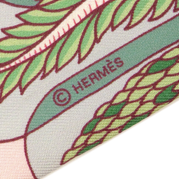 エルメス HERMES ツイリー ローズプードル×ヴェール×ボルドー シルク スカーフ 【EXPOSITION UNIVERSELLE/万国博覧会】
