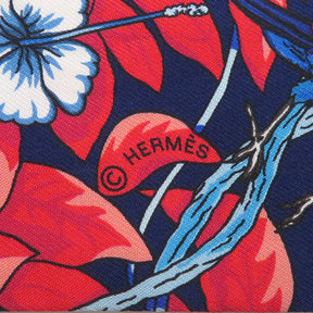 エルメス HERMES ツイリー マリン×ルージュ×ホワイト シルク スカーフ 【JUNGLE LOVE LOVE/ジャングル ラブ ラブ】