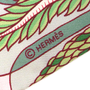 エルメス HERMES ツイリー ローズプードル×ヴェール×ボルドー シルク スカーフ 【EXPOSITION UNIVERSELLE/万国博覧会】