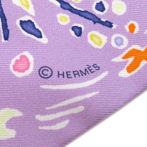 エルメス HERMES ツイリー リラ×オレンジ×ジョーヌ シルク スカーフ 【Isola di Primavera/春の島】