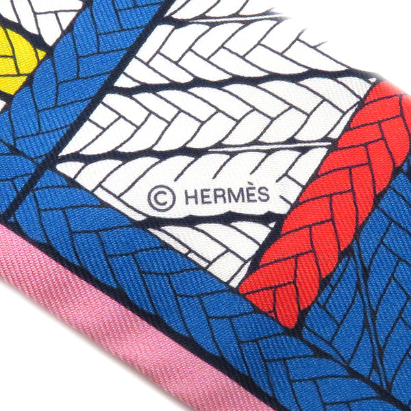 エルメス HERMES ツイリー コバルト×ローズ×ヴェール シルク スカーフ 【TRESSES H / トレスH】