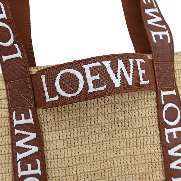 ロエベ LOEWE フォールド ショッパー B507X23X04 ナチュラル×タン ラフィア ショルダーバッグ 茶 かごバッグ