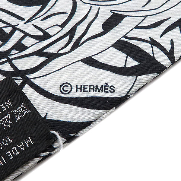 エルメス HERMES ツイリー グリス×ブラック×ホワイト シルク スカーフ 【JUNGLE LOVE RAINBOW/ジャングル ラブ レインボー】