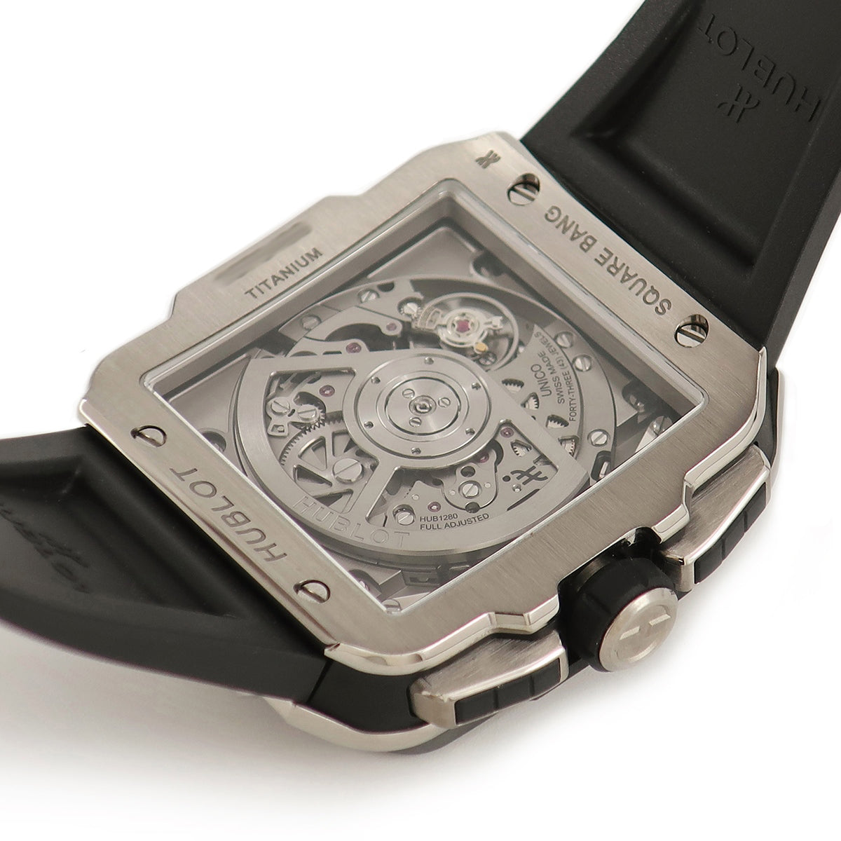 ウブロ HUBLOT スクエア バン ウニコ チタニウム セラミック 821.NM.0170.RX 自動巻き メンズ 角型 スケルトン バー