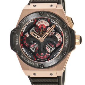 ウブロ HUBLOT キングパワー ウニコ GMT セラミック 771.OM.1170.RX 自動巻き メンズ K18KG×SE 黒 ディスク ワールドタイム