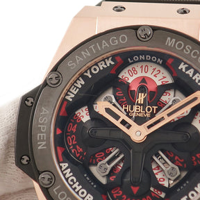 ウブロ HUBLOT キングパワー ウニコ GMT セラミック 771.OM.1170.RX 自動巻き メンズ K18KG×SE 黒 ディスク ワールドタイム