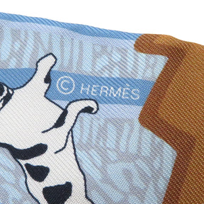 エルメス HERMES ツイリー ブルー×ローズ×ブラウン シルク スカーフ 新品 未使用【EN LIBERTE!/自由に!】
