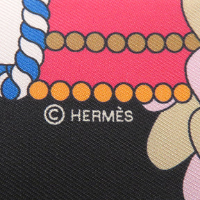 エルメス HERMES ツイリー ブラック×ホワイト×ブルー シルク スカーフ 【La Patisserie Francaise charm/パティスリーフランセーズチャーム】