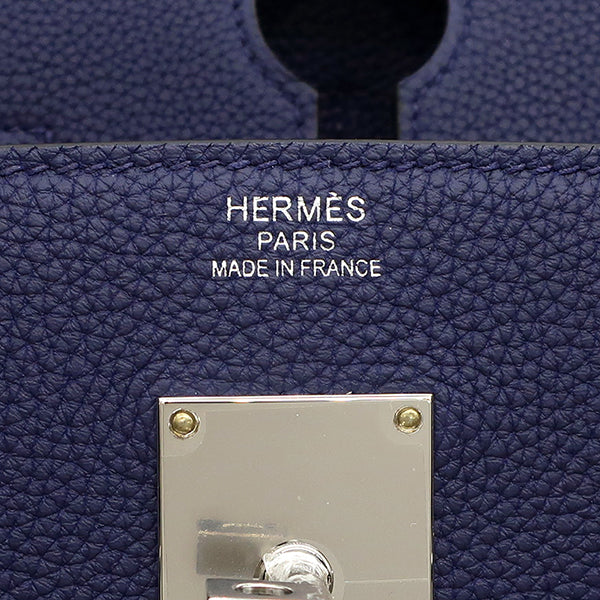 エルメス HERMES オータクロア40 ブルーサフィール トゴ ハンドバッグ シルバー金具 紺