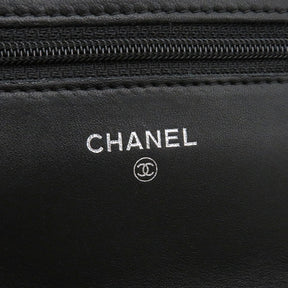 シャネル CHANEL A33814 ブラック ラムスキン チェーンウォレット シルバー金具 黒