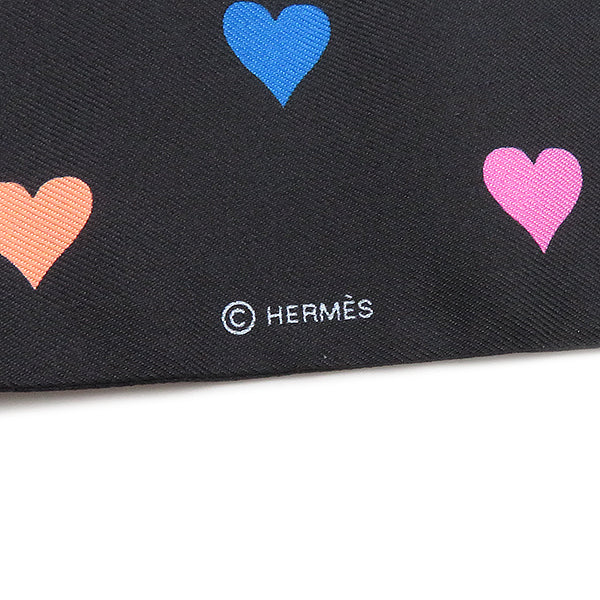 エルメス HERMES ツイリー ブラック×ルージュ×マルチカラー シルク スカーフ 新品 未使用【TEA TIME/ティータイム】