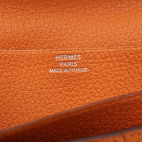 エルメス HERMES ベアンスフレ オレンジ シェーブル 長財布 シルバー金具 二つ折り財布