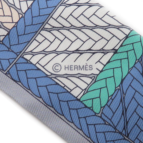 エルメス HERMES ツイリー ブルージーン×グリスパール×ヴェール シルク スカーフ 新品 未使用【TRESSES H/トレスH】