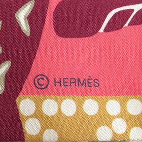 エルメス HERMES ツイリー ローズヴィフ×プルーン×ベージュ シルク スカーフ 【FANTAISIE D'ETRIERS/鎧の幻想】