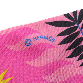 エルメス HERMES ツイリー ローズ×ブルー×ブラック シルク スカーフ 【LE CHARME D'ORPHEE/オルフェウスの魅力に誘われて】
