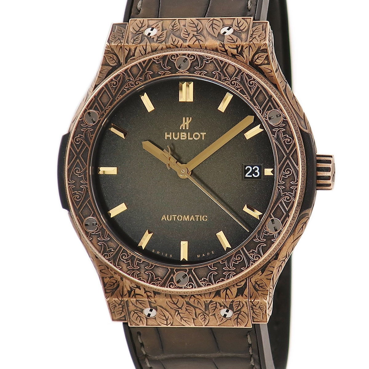 ウブロ HUBLOT クラシックフュージョン ブロンズ FUENTE 511.BZ.6680.LR.OPX17 自動巻き メンズ フエンテ タバコ葉 緑 限定