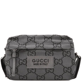 グッチ GUCCI ミディアム クロスボディバッグ 767931 ダークグレー×ブラック GGポリエステル ボディバッグ シルバー金具 ショルダー