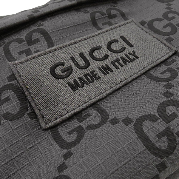 グッチ GUCCI ミディアム クロスボディバッグ 767931 ダークグレー×ブラック GGポリエステル ボディバッグ シルバー金具 ショルダー