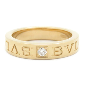 ブルガリ BVLGARI ダブルロゴ ビー・ゼロワン イエローゴールド K18YG ダイヤモンド リング 指輪 Au750 750 18金 1Pダイヤ