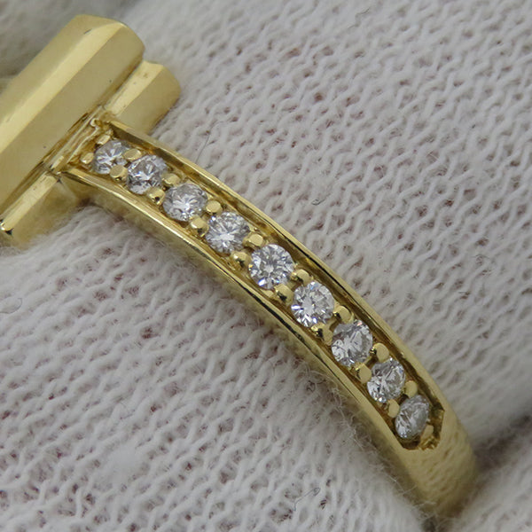 ティファニー Tiffany & Co Tワン ダイヤリング イエローゴールド K18YG ダイヤモンド リング 指輪 T＆Co. 750 YG 18金 パヴェダイヤ