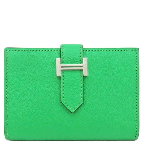 エルメス HERMES ベアン ヴェールコミック シェーブル カードケース シルバー金具 新品 未使用 緑 名刺入れ