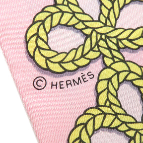 エルメス HERMES ツイリー ローズペール×ブルージーン シルク スカーフ 【BRANDEBOURG/飾緒とブランデンブルク飾り】