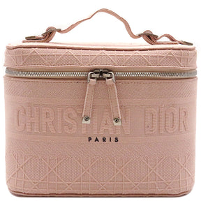 クリスチャン・ディオール Christian Dior カナージュ バニティバッグ エンブロイダリー ピンク キャンバス ハンドバッグ ヴァニティ ロゴ