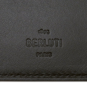 ベルルッティ BERLUTI マネークリップ付き コンパクト ウォレット ブラック ヴェネチアンレザー 二つ折り財布 シルバー金具 黒 パティーヌ 札入れ