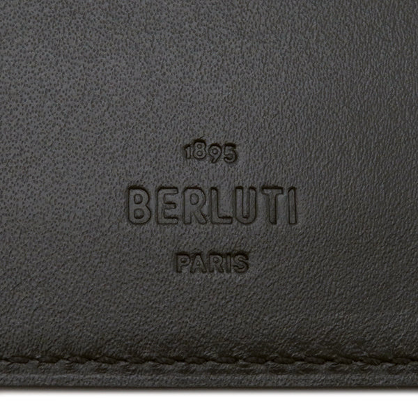 ベルルッティ BERLUTI マネークリップ付き コンパクト ウォレット ブラック ヴェネチアンレザー 二つ折り財布 シルバー金具 黒 パティーヌ 札入れ