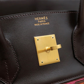 エルメス HERMES バーキン35 エベーヌ ボックスカーフ ヴィブラート ハンドバッグ ゴールド金具 レッド系マルチカラー