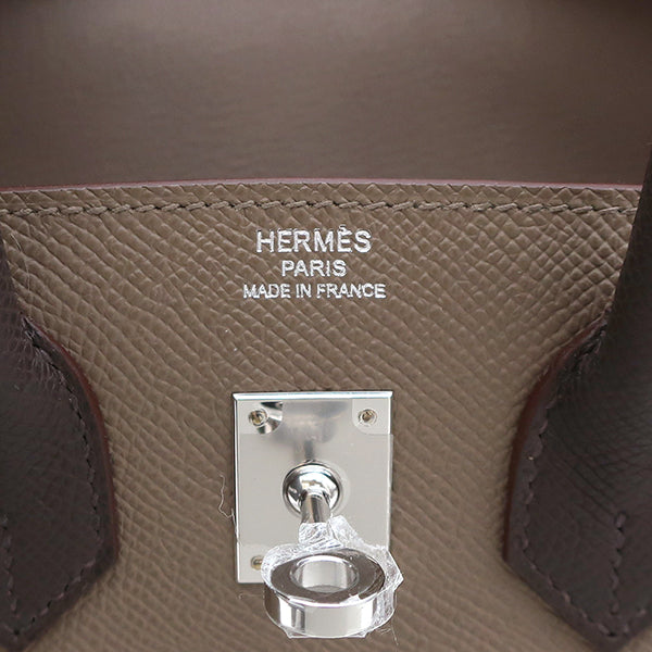 エルメス HERMES バーキン25 トリコロール エトゥープ×グリペール×エベンヌ ヴォーエプソン ハンドバッグ シルバー金具 グレージュ 新品 未使用