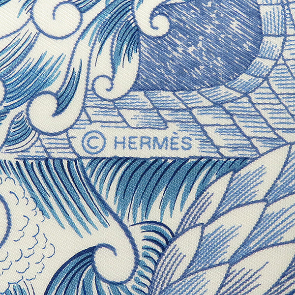 エルメス HERMES カレ90 CARRE ホワイト×ブルー×ヴェール シルク スカーフ 新品 未使用【COSMO GRAPHIA/宇宙誌】