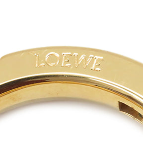 ロエベ LOEWE アナグラムチャーム ピンク×ブラウン レザー キーホルダー ゴールド金具 バッグチャーム キーリング ピンク 茶