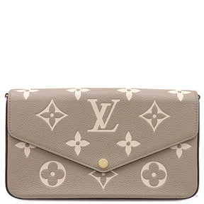 ルイヴィトン LOUIS VUITTON ポシェット・フェリシー M82610 トゥルトレールクレーム モノグラムアンプラントレザー チェーンウォレット ゴールド金具 グレー ショルダーバッグ バイカラー