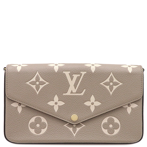 ルイヴィトン LOUIS VUITTON ポシェット・フェリシー M82610 トゥルトレールクレーム モノグラムアンプラントレザー チェーンウォレット ゴールド金具 グレー ショルダーバッグ バイカラー