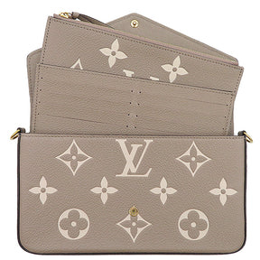 ルイヴィトン LOUIS VUITTON ポシェット・フェリシー M82610 トゥルトレールクレーム モノグラムアンプラントレザー チェーンウォレット ゴールド金具 グレー ショルダーバッグ バイカラー