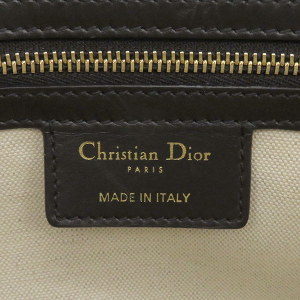 クリスチャン・ディオール Christian Dior VIBE ミディアム ボーリングバッグ ブラック×ホワイト レザー 2WAYバッグ ゴールド金具 黒 白 ショルダー
