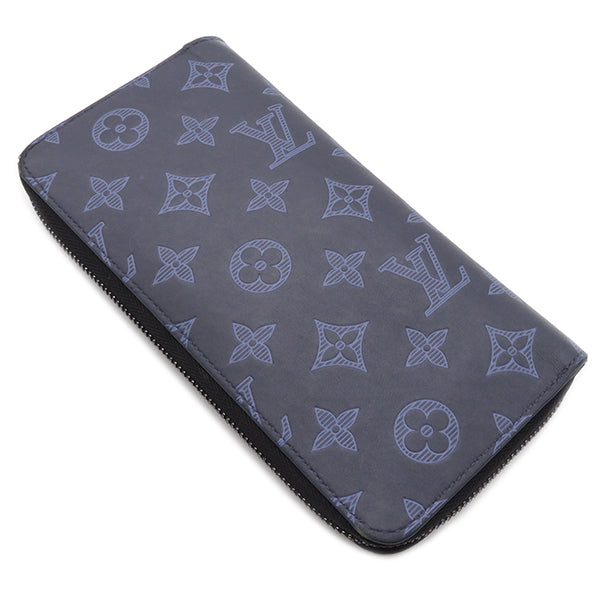 ルイヴィトン LOUIS VUITTON ジッピーウォレット・ヴェルティカル M80423 ネイビー モノグラムシャドウ 長財布 ブラック金具