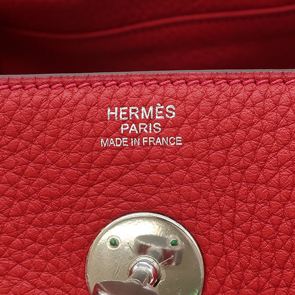 エルメス HERMES リンディ30 ルージュカザック トリヨンクレマンス 2WAYバッグ シルバー金具 赤