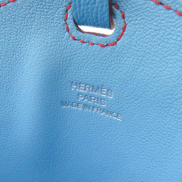 エルメス HERMES インザループ トゥーゴーGM ライトブルー シェーブル ショルダーバッグ 水色 赤ステッチ