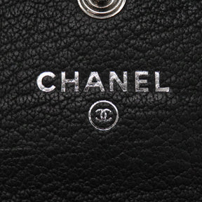 シャネル CHANEL ココマーク カードケース ブラック レザー カードケース シルバー金具 クローバー 四つ葉 黒