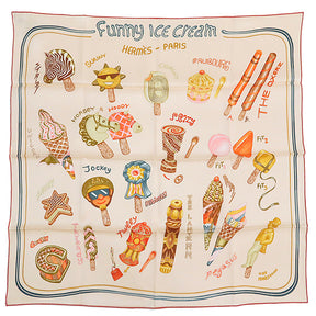 エルメス HERMES カレ70 CARRE プードル×オレンジ×ブラウン シルク スカーフ 新品 未使用【FUNNY ICE CREAM/ファニー アイスクリーム】